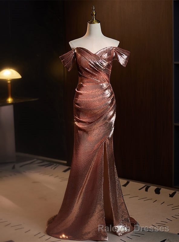 Mermaid Sequins Off the Shoulder Pleats Prom Dress Main image