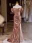 Mermaid Sequins Pleats Off the Shoulder Prom Dress