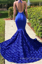 Mermaid Spaghetti strap Appliques Lace Sequined Open Back Floor Length Sleeveless Prom Dresses