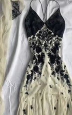 Mermaid Spaghetti Strap Chiffon Applique Prom Dress Long Temperament Prom Dress