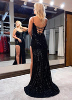 Mermaid Spaghetti Straps Appliques Prom Dress