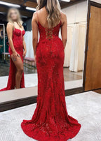 Mermaid Spaghetti Straps Appliques Prom Dress