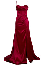 Mermaid Spaghetti Straps Floor Length Prom Dresses With Slit 21St Birthday Outfit
