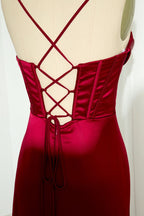 Mermaid Spaghetti Straps Floor Length Prom Dresses With Slit 21St Birthday Outfit
