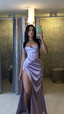 Mermaid Spaghetti Straps Floor Length Prom Dresses With Slit 21St Birthday Outfit