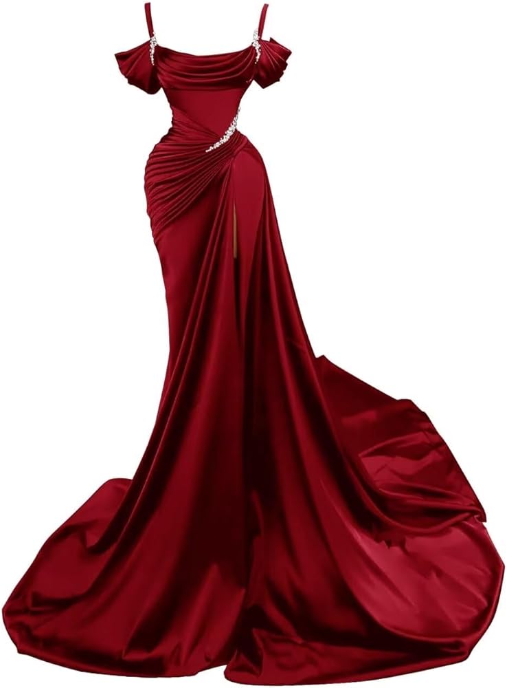 Mermaid Spaghetti Straps Wine Red Long Prom Dress Secondary image