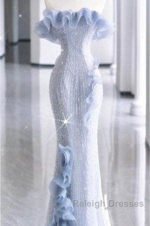 Mermaid Strapless Blue Sequin Prom Dresses Evening Dress Secondary image