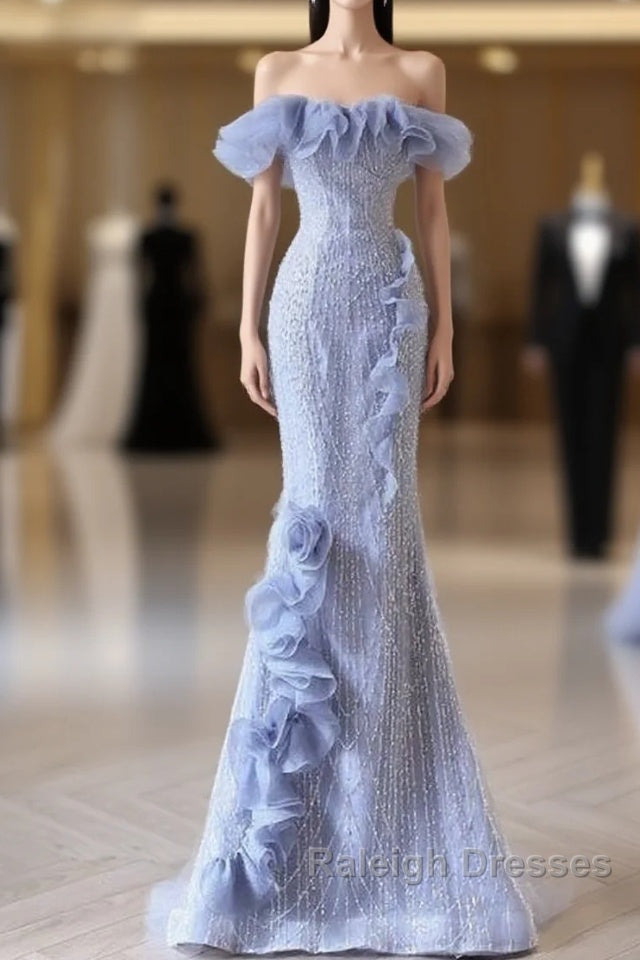 Mermaid Strapless Blue Sequin Prom Dress Main image