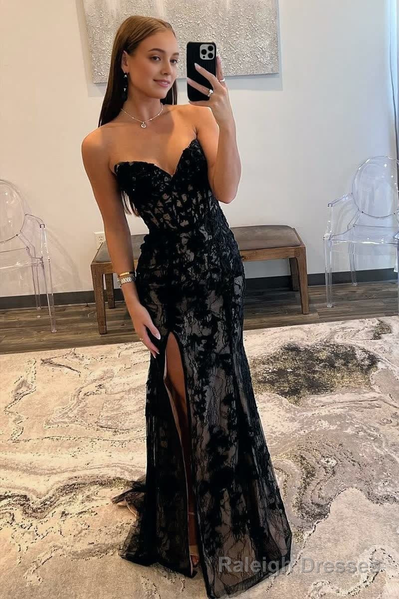 Mermaid Strapless Lace Prom Dress with Slit Secondary image