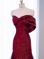 Mermaid Strapless Long Burgundy Prom Dresses