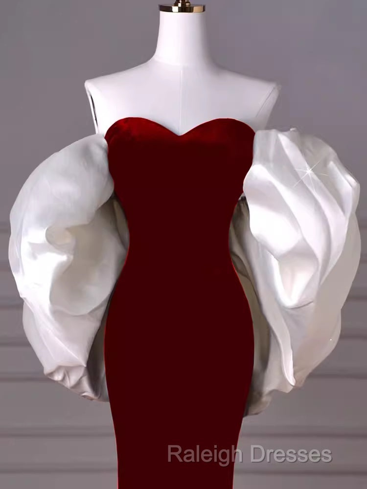 Mermaid Strapless Red Prom Dresses Long Prom Dress Secondary image