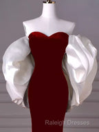 Mermaid Strapless Red Prom Dresses Long Prom Dress