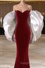 Mermaid Strapless Red Prom Dresses Long Prom Dress
