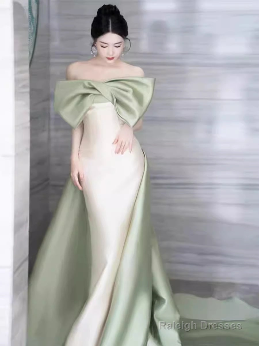 Mermaid Strapless Satin Prom Dresses Long Prom Dresses