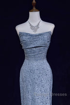 Mermaid Strapless Sequined Long Prom Dress Elegant Formal Evening Dress