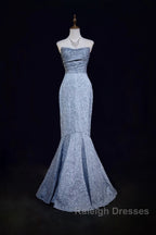 Mermaid Strapless Sequined Long Prom Dress Elegant Formal Evening Dress