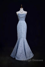 Mermaid Strapless Sequined Prom Dresses Long Elegant Prom Dresses