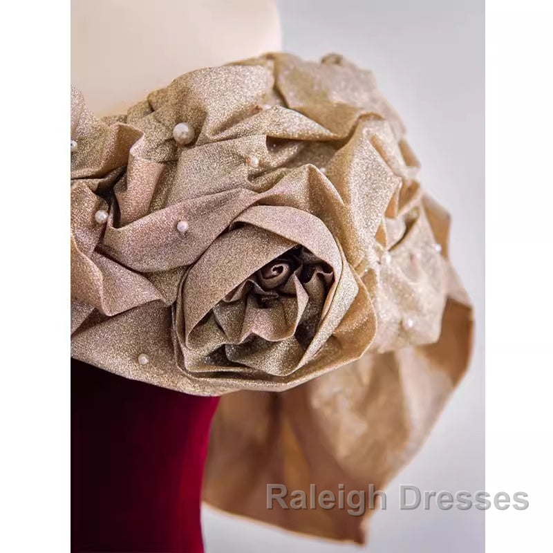 Mermaid Strapless Wine Red Long Prom Dress