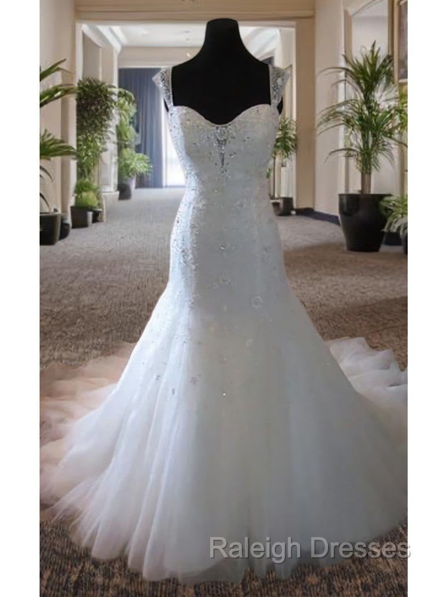 Mermaid Straps Beading Court Train Tulle Wedding Dress Secondary image