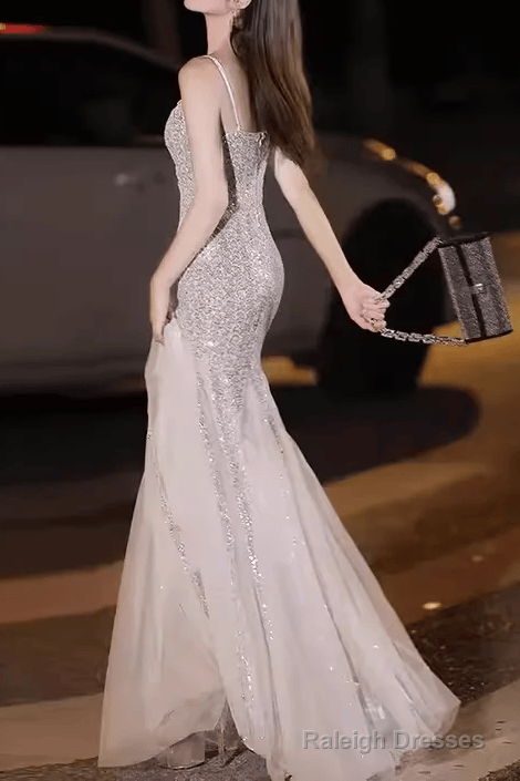 Mermaid Straps Sequin Party Dress Long Prom Dress