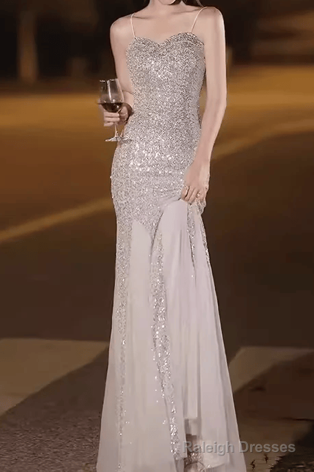 Mermaid Straps Sequin Party Dress Long Prom Dress Main image