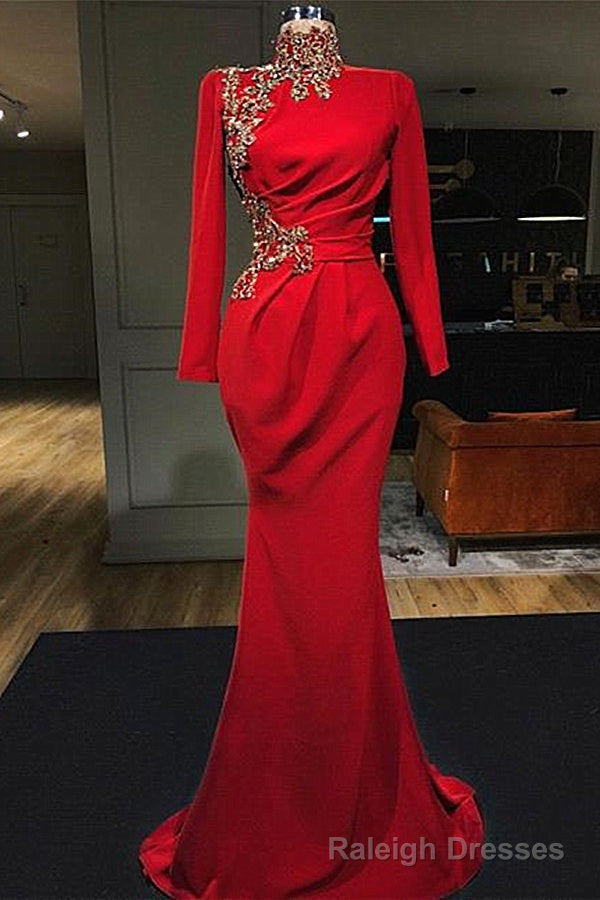 Mermaid Sweetheart Floor-length Appliques High Split Long Sleeve Prom Dress Main image