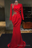 Mermaid Sweetheart Floor-length Appliques High Split Long Sleeve Prom Dress