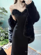 Mermaid Sweetheart Long Black Velvet Prom Dresses