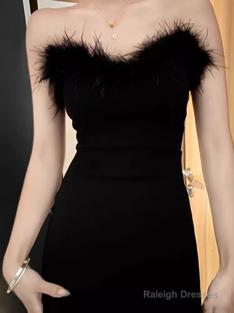 Mermaid Sweetheart Long Black Velvet Prom Dress