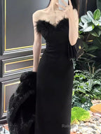 Mermaid Sweetheart Long Black Velvet Prom Dress