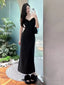 Mermaid Sweetheart Long Black Velvet Prom Dress