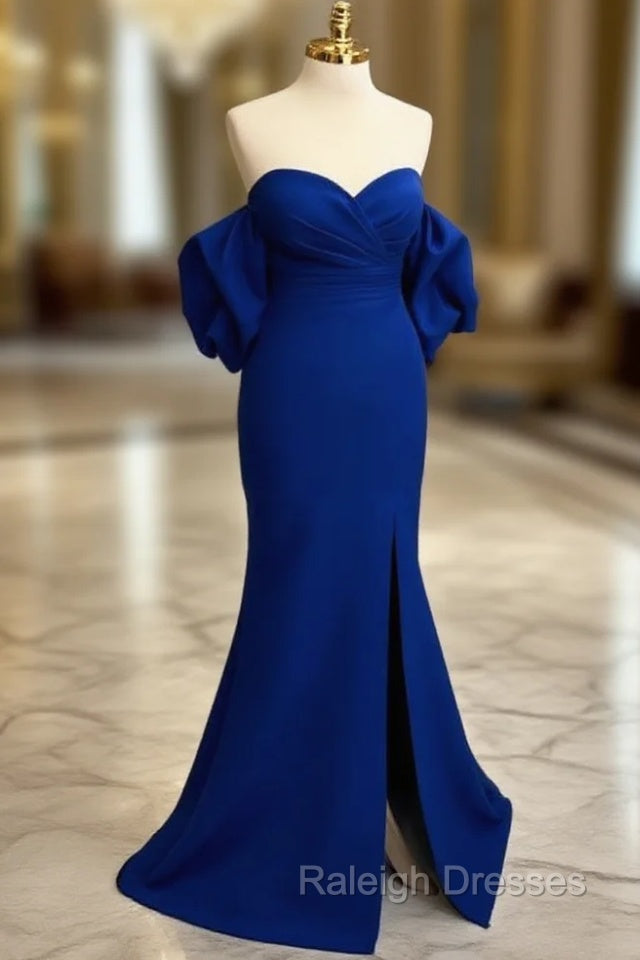 Mermaid Sweetheart Neck Satin Royal Blue Long Prom Dress Main image