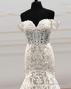 Mermaid Sweetheart Wedding Dress Off The Shoulder Lace Embroidery