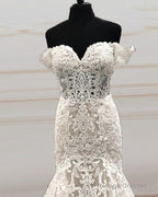 Mermaid Sweetheart Wedding Dresses Off The Shoulder Lace Embroidery