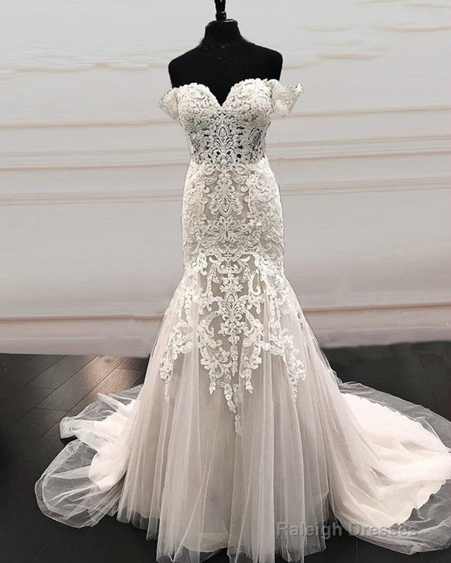 Mermaid Sweetheart Wedding Dresses Off The Shoulder Lace Embroidery Main image