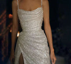 Mermaid Prom Dress Glittering Dresses Wedding Prom Floor Length Sleeveless Scoop Neck Prom Gowns