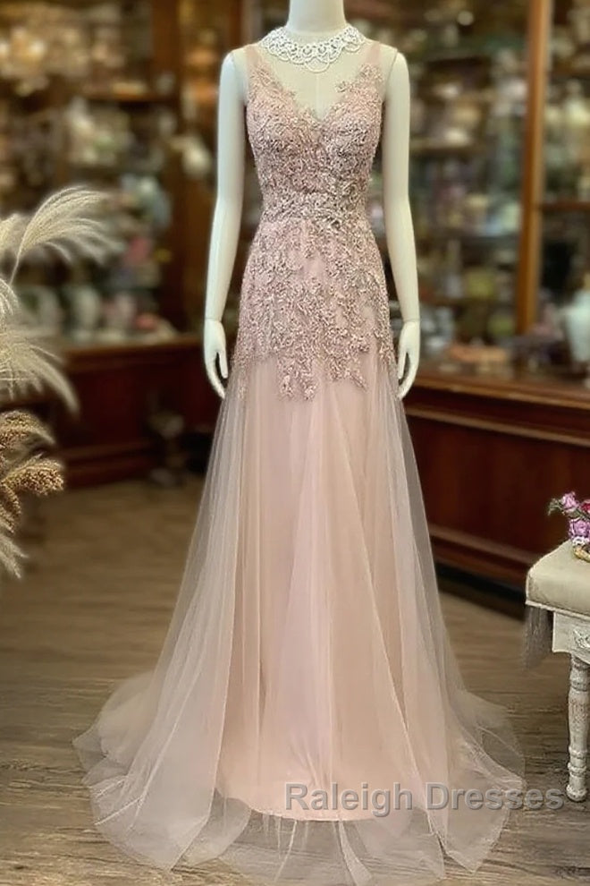 Mermaid / Trumpet Prom Dress Maxi Dresses Prom Wear Sweep / Brush Train Sleeveless V Neck Tulle With Appliques