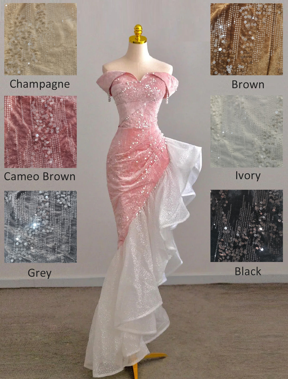 Mermaid / Trumpet Prom Dresses Party Dress Evening Party Floor Length Sleeveless Off Shoulder Tulle With Pearls Sequin
