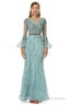 Mermaid Tulle Beading Long Sleeve Prom Dresses