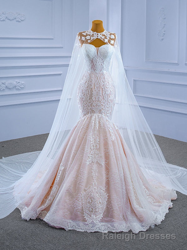 Mermaid Tulle Lace Appliques Sweetheart Wedding Dress With Shawl Main image