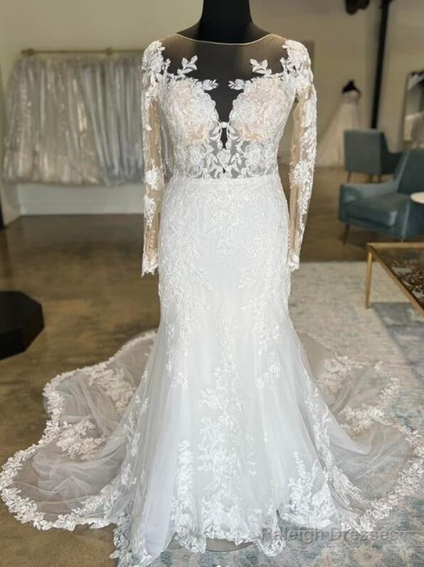 Mermaid Tulle/Lace Wedding Dresses With Long Sleeves Main image