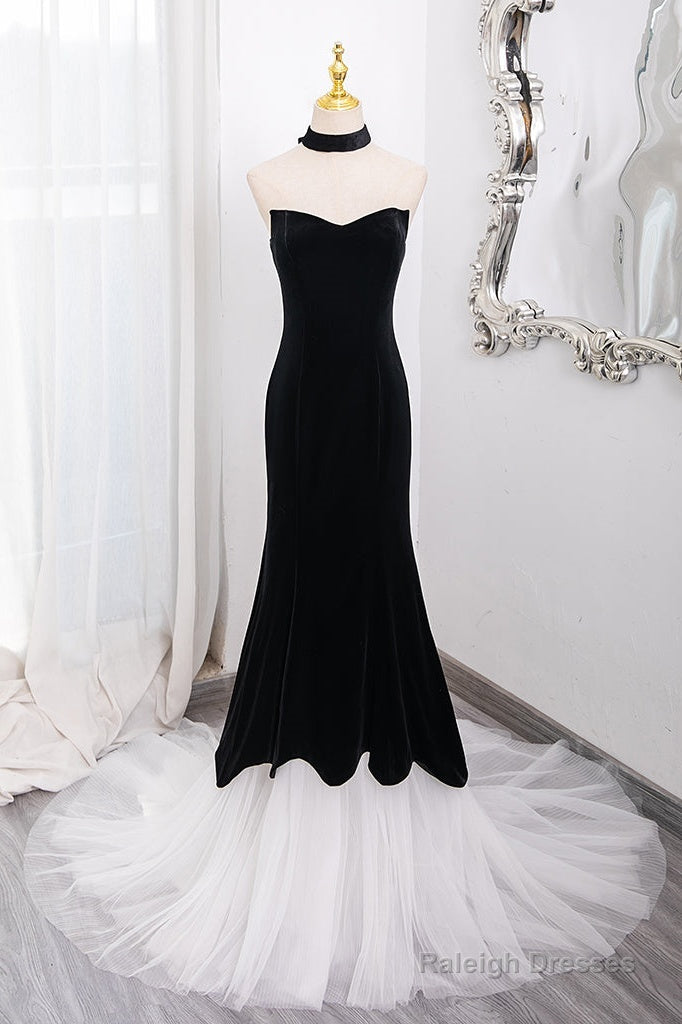 Mermaid Tulle Velvet Black Long Prom Dresses Mermaid Long Prom Dresses Secondary image