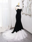 Mermaid Tulle Velvet Black Long Prom Dresses Mermaid Long Prom Dresses