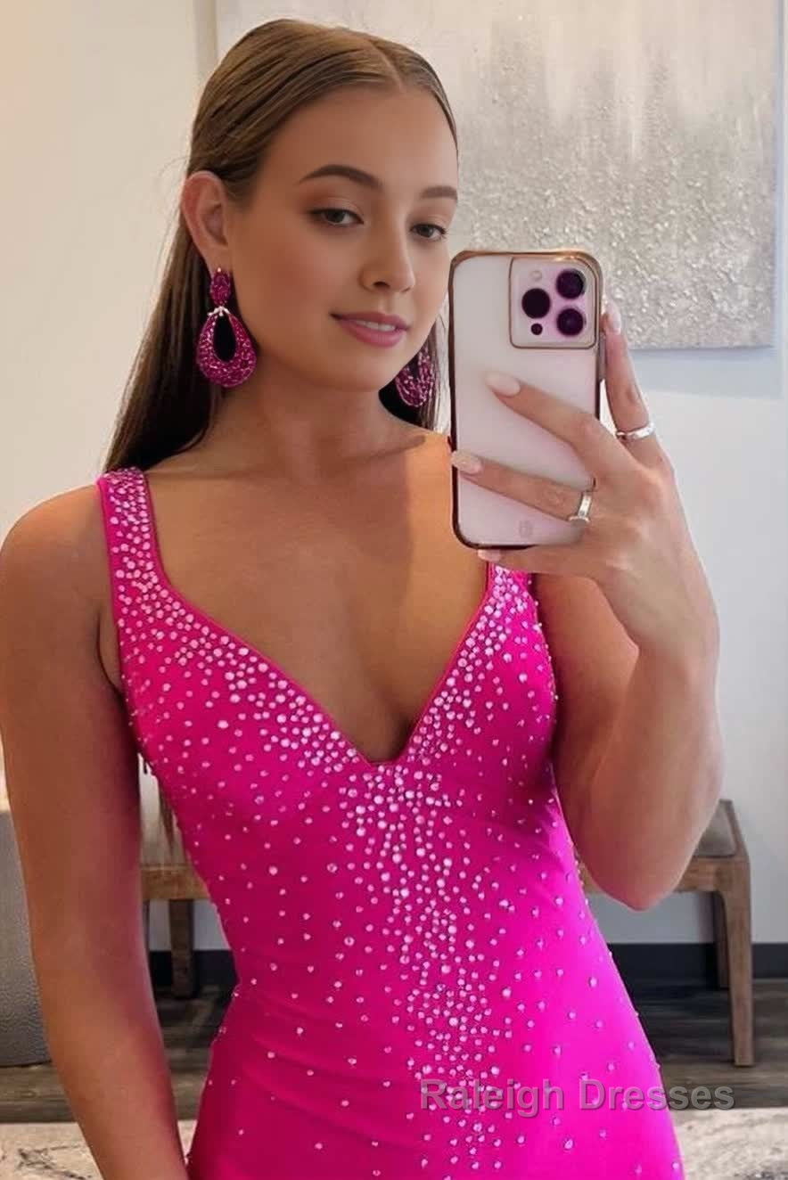 Mermaid V Neck Beaded Satin Prom Dress with Cross Back Secondary image