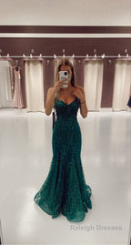 Mermaid V Neck Dark Green Prom Dress Stunning Prom Dress
