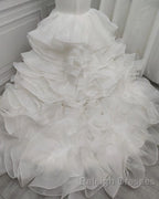 Mermaid V Neck Long Train Chiffon Lotus Leaf Hem Wedding Dresses