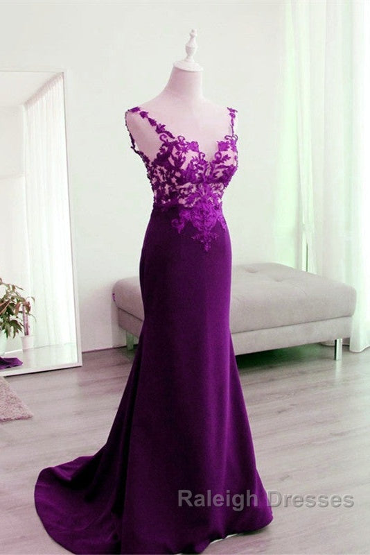 Mermaid V Neck Prom Dresses Lace Open Back