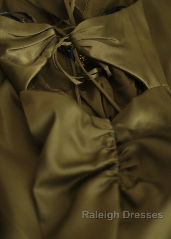Mermaid V-Neck Satin Prom Dresses Long Elegant Spaghetti Strap Prom Dresses