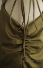 Mermaid V-Neck Satin Prom Dresses Long Elegant Spaghetti Strap Prom Dresses