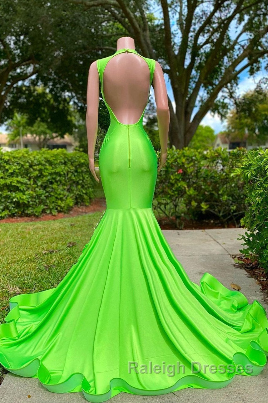 Mermaid V Neck Sequined Open Back Floor Length Sleeveless Lace Beading Prom Dresses
